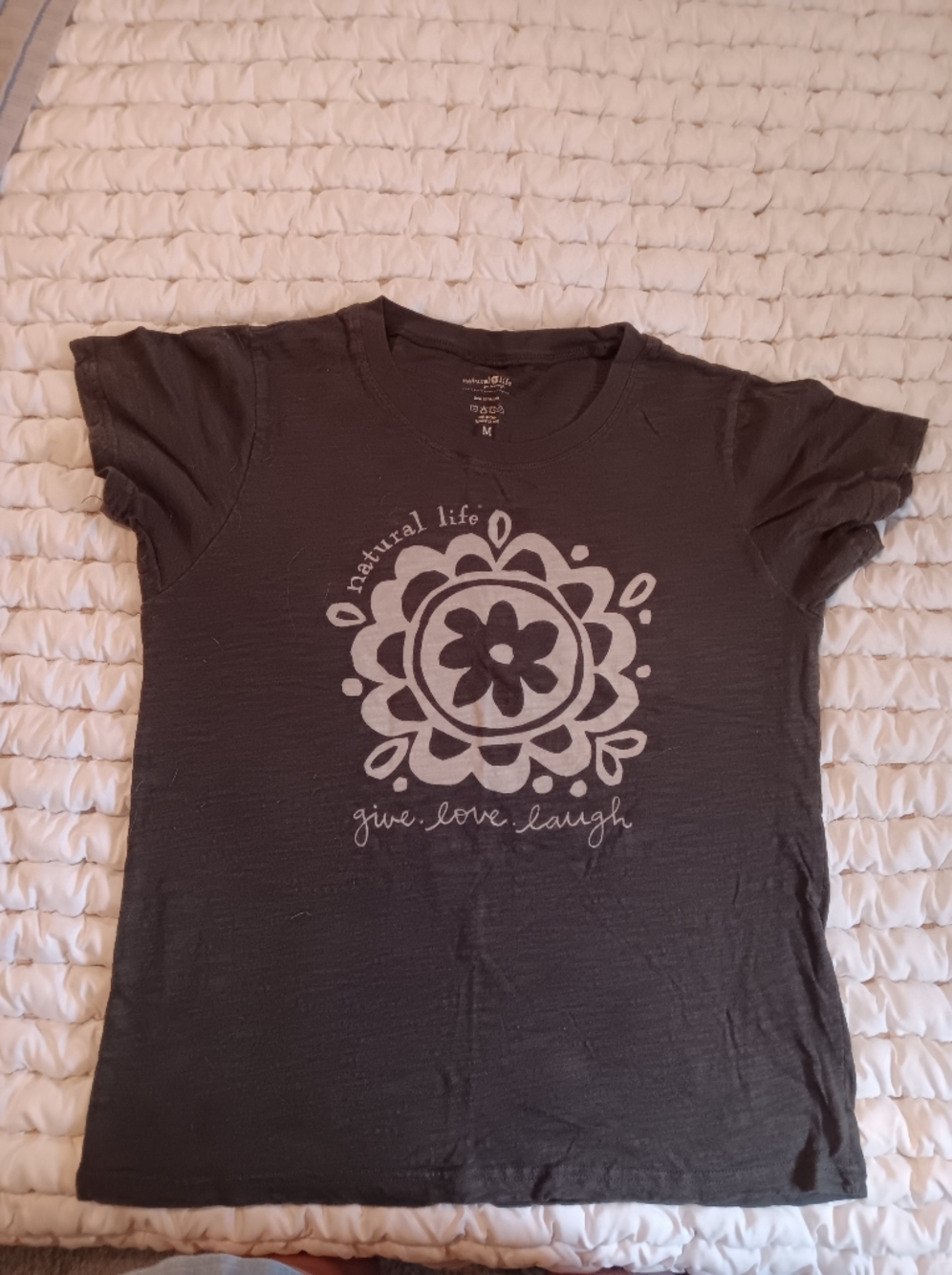 NATURAL LIFE Charcoal Tee with Cream Logo